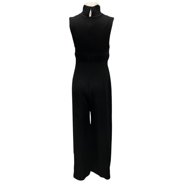 EMILIA WICKSTEAD BLACK TEXTURED PIQUE SLEEVELESS JUMPSUIT - Picture 3 of 5
